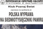 Polish Pamir Expedition 2008 - zaproszenie na slajdowisko w Krakowie