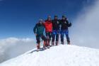 Maciek, Nicolas, Dawid i Szymek na szczycie Korżeniewskiej (7105 m. n.p.m.). Fot.: D.Stec, Sz.Wawrzuta